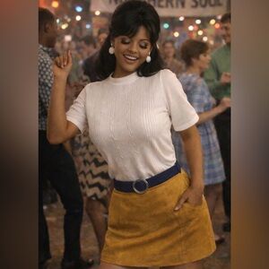 Vintage 60’s- Helen Sue- White Short Sleeve, Acrylic  Knit Sweater - 34